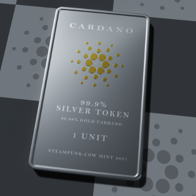 NFT - Cardano Token 2021 - NFT - Silver Minted Bar / Gold Logo